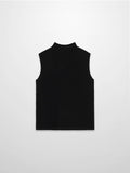 Sleeveless Mock Neck Sweater-Black-0