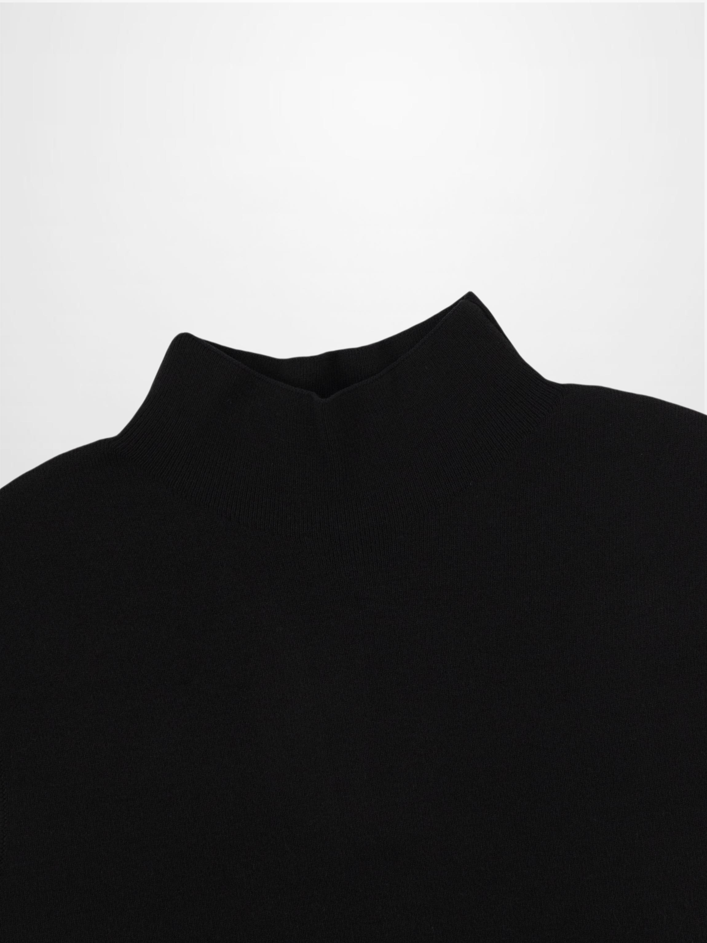 Sleeveless Mock Neck Sweater-Black-2