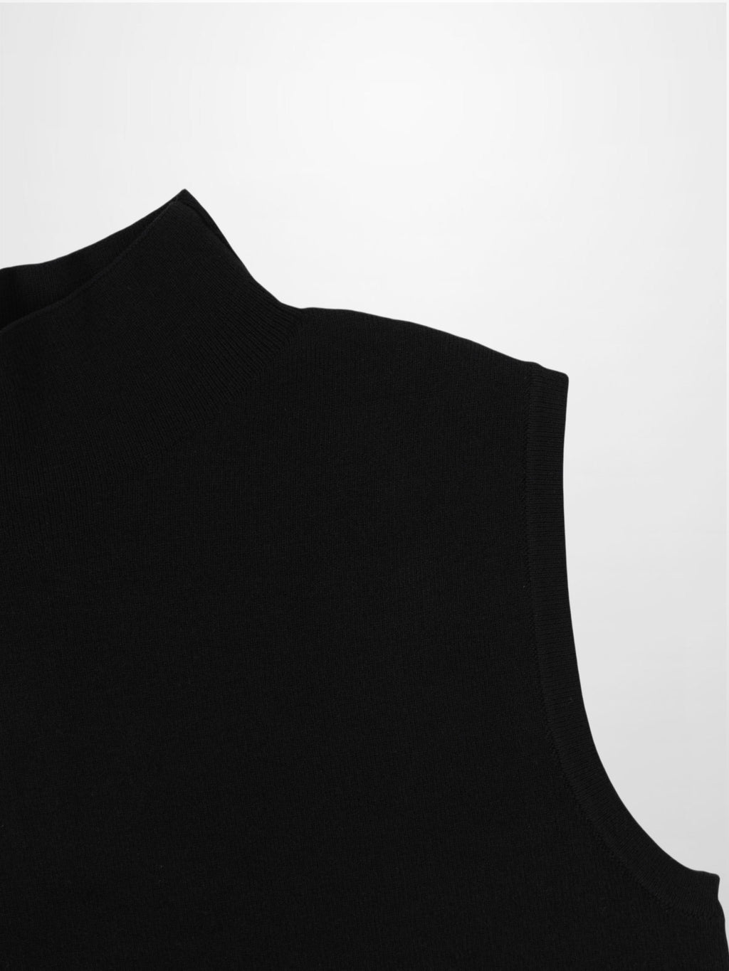 Sleeveless Mock Neck Sweater-Black-3
