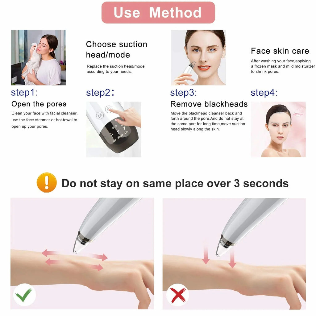 Upgraded Version Blackhead Remover Pore Vacuum Cleaner Pimple Extractor - Facial Pore Cleaner Pore Extractor, USB Rechargeable Blackhead Remover Vacuum with 5 Probes