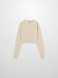 Trim Detail Crew Crop Cardigan-Ivory