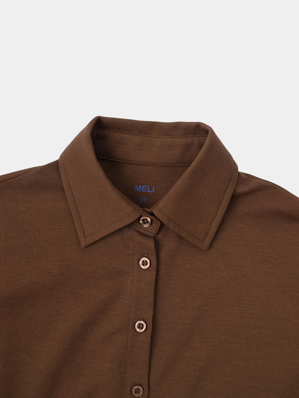 Waist Tie Button Down T-Shirt-Brown-3
