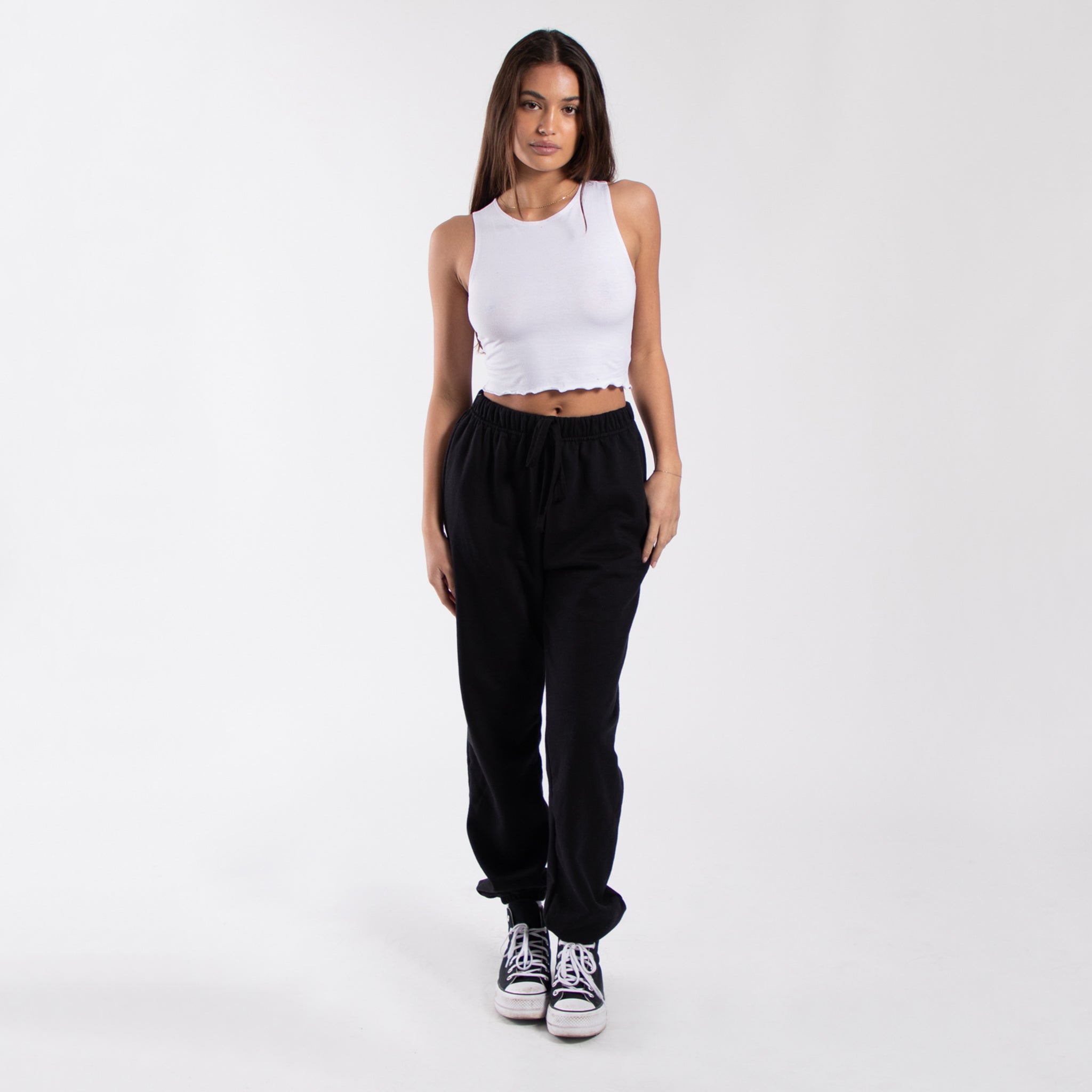 0892 - Women's Cropped Lettuce Trim Muscle Tank-4