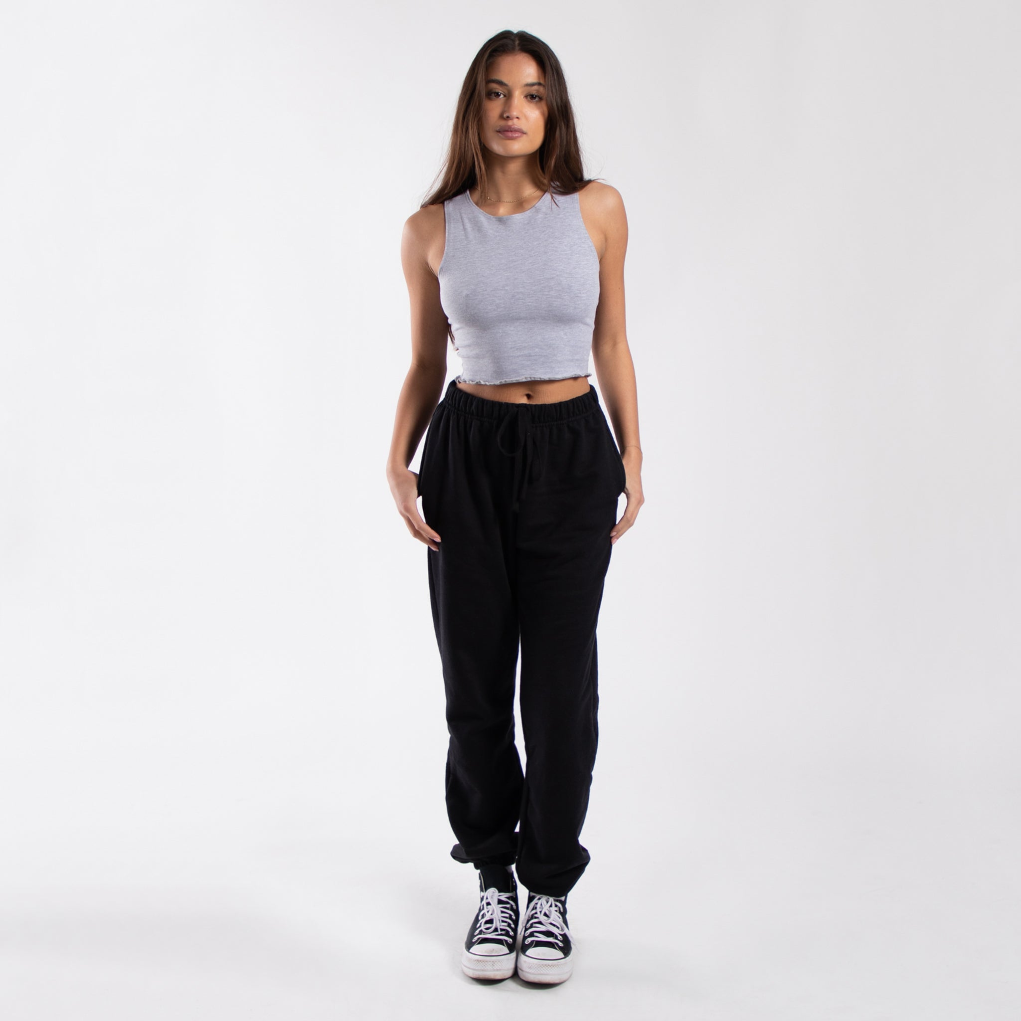 0892 - Women's Cropped Lettuce Trim Muscle Tank-5