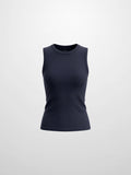 Sleeveless Basic Tee-Navy