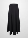 Wool Blend Yoke Skirt 37"-Black