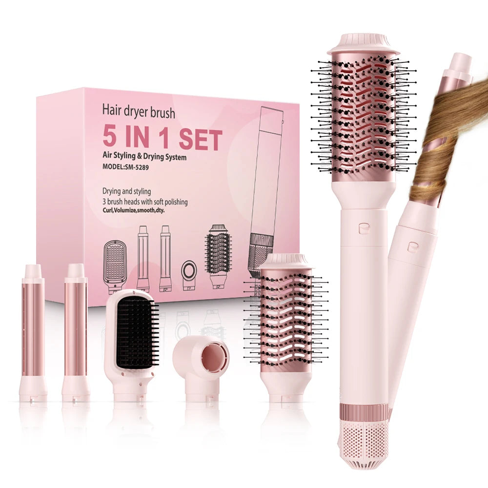 Hair Dryer Brush Detachable 5-In-1 Styling and Drying System, Fast Drying, Curl Smoothing and Styling, Automatic Curling Iron