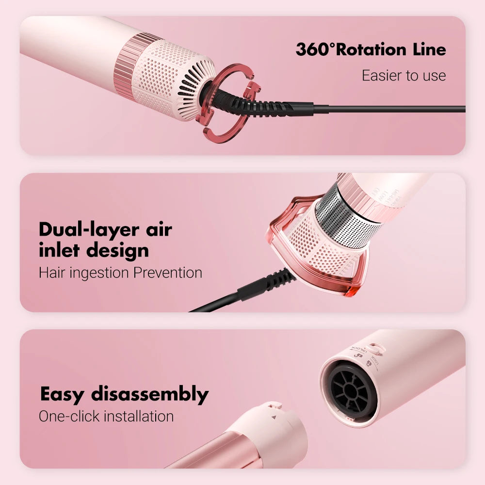 Hair Dryer Brush Detachable 5-In-1 Styling and Drying System, Fast Drying, Curl Smoothing and Styling, Automatic Curling Iron