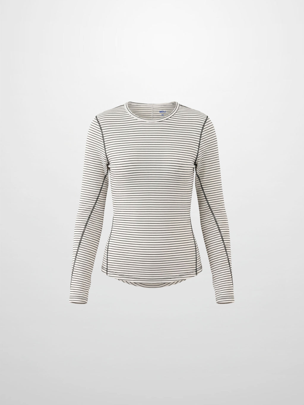 Striped Cross Stitch T-Shirt-White