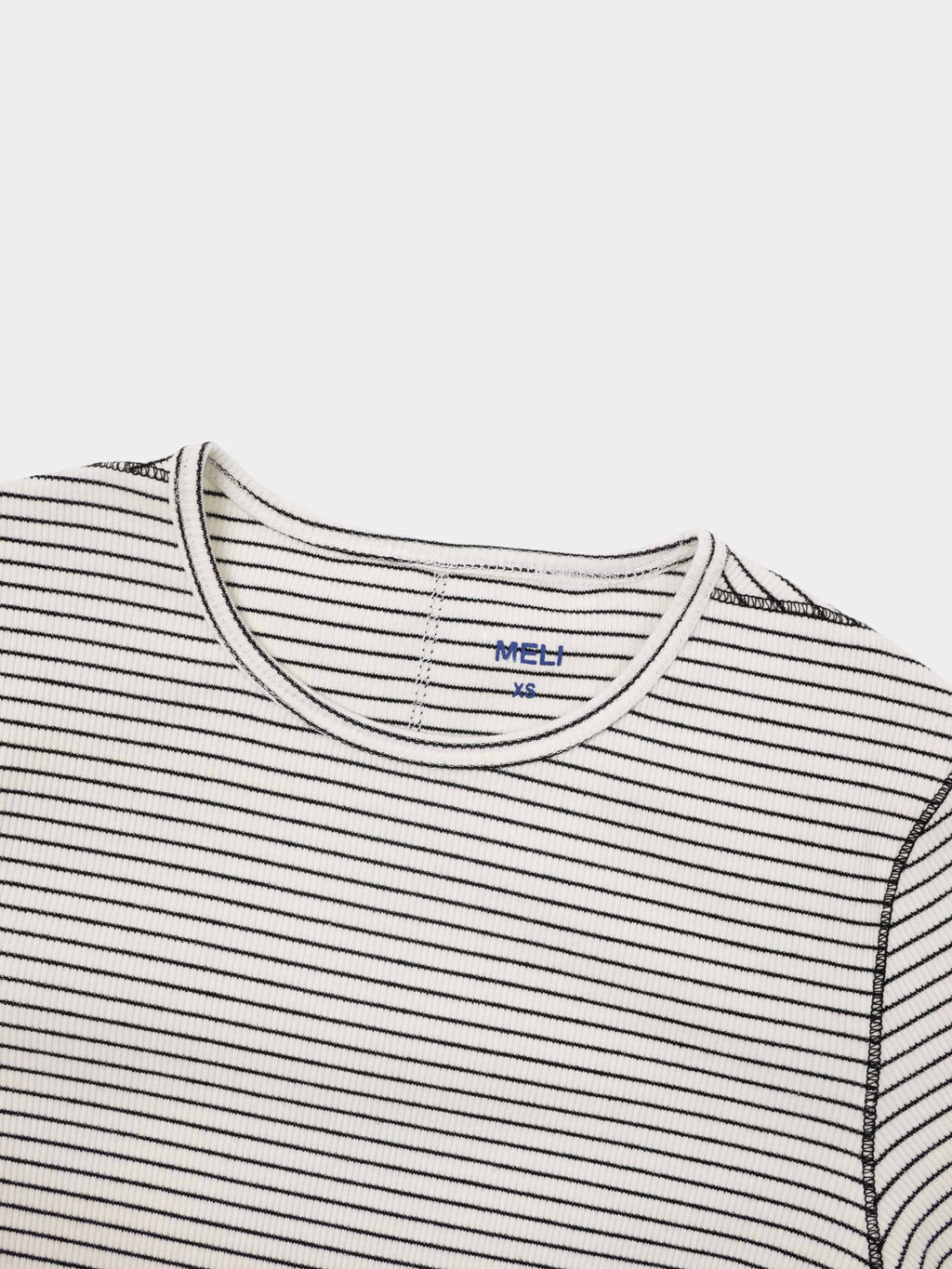 Striped Cross Stitch T-Shirt-White