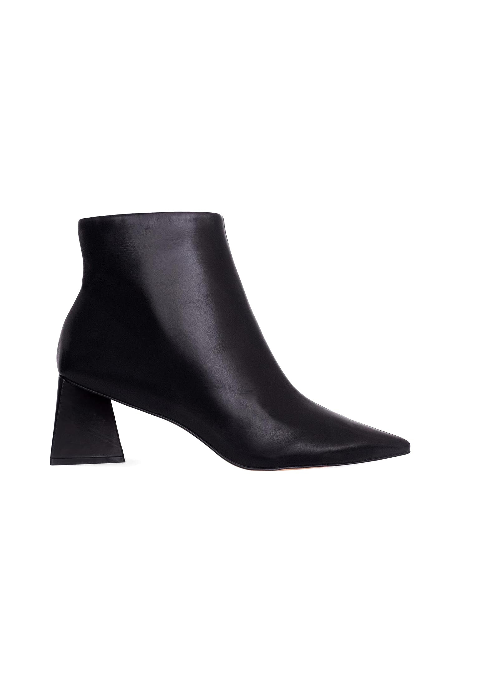 Mabea Black Sheepskin Ankle Boots – 6.4cm Pointed Block Heel