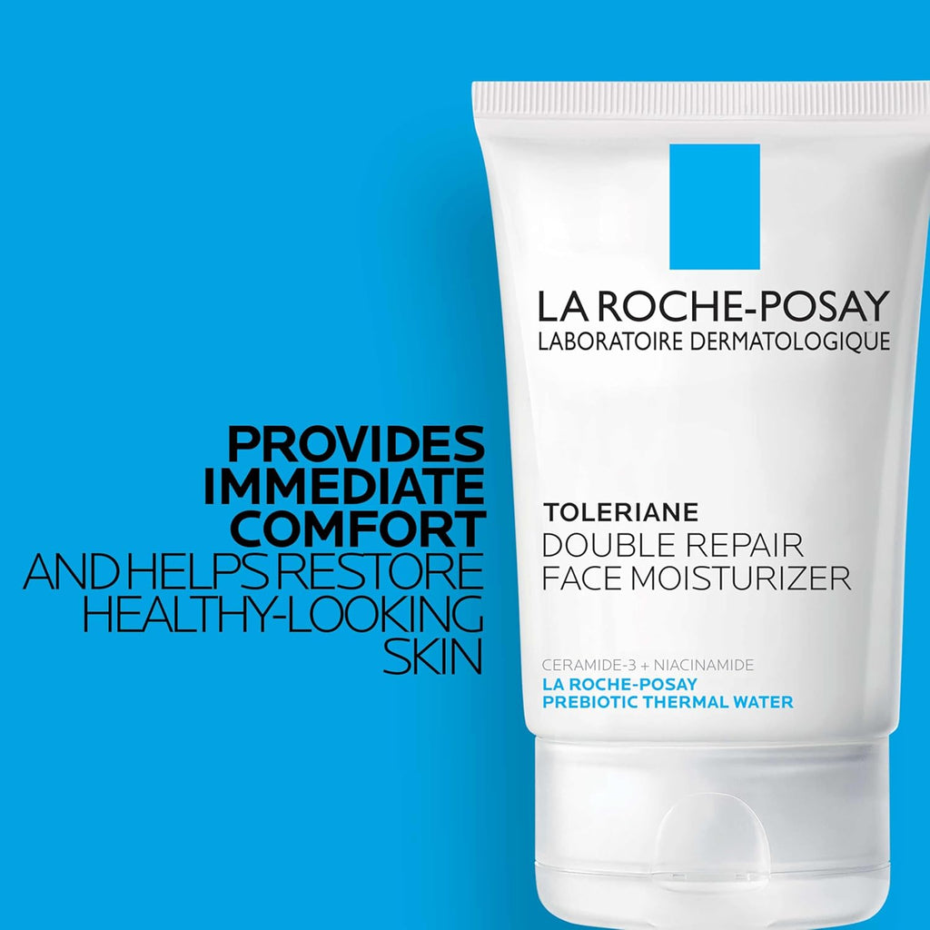 Toleriane Double Repair Face Moisturizer, Daily Moisturizer Face Cream with Ceramide and Niacinamide for All Skin Types, Oil Free, Fragrance Free