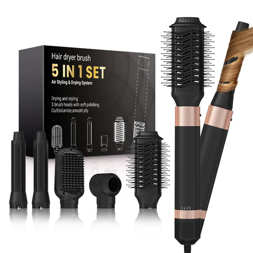 Hair Dryer Brush Detachable 5-In-1 Styling and Drying System, Fast Drying, Curl Smoothing and Styling, Automatic Curling Iron