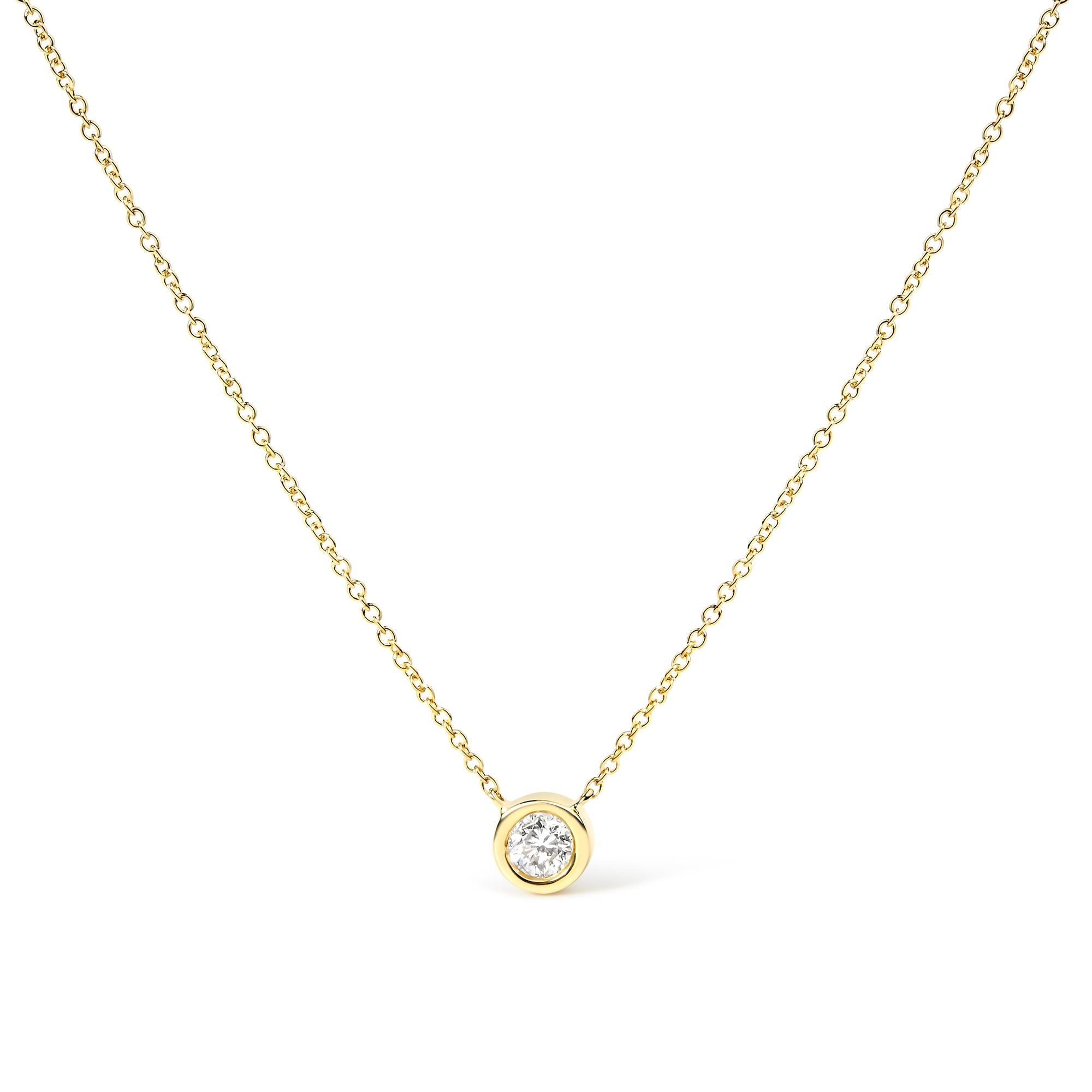 14K Gold Lab Grown Diamond Modern Bezel-Set Solitaire 16"-18" Pendant Necklace (F-G Color, VS2-SI1 Clarity)
