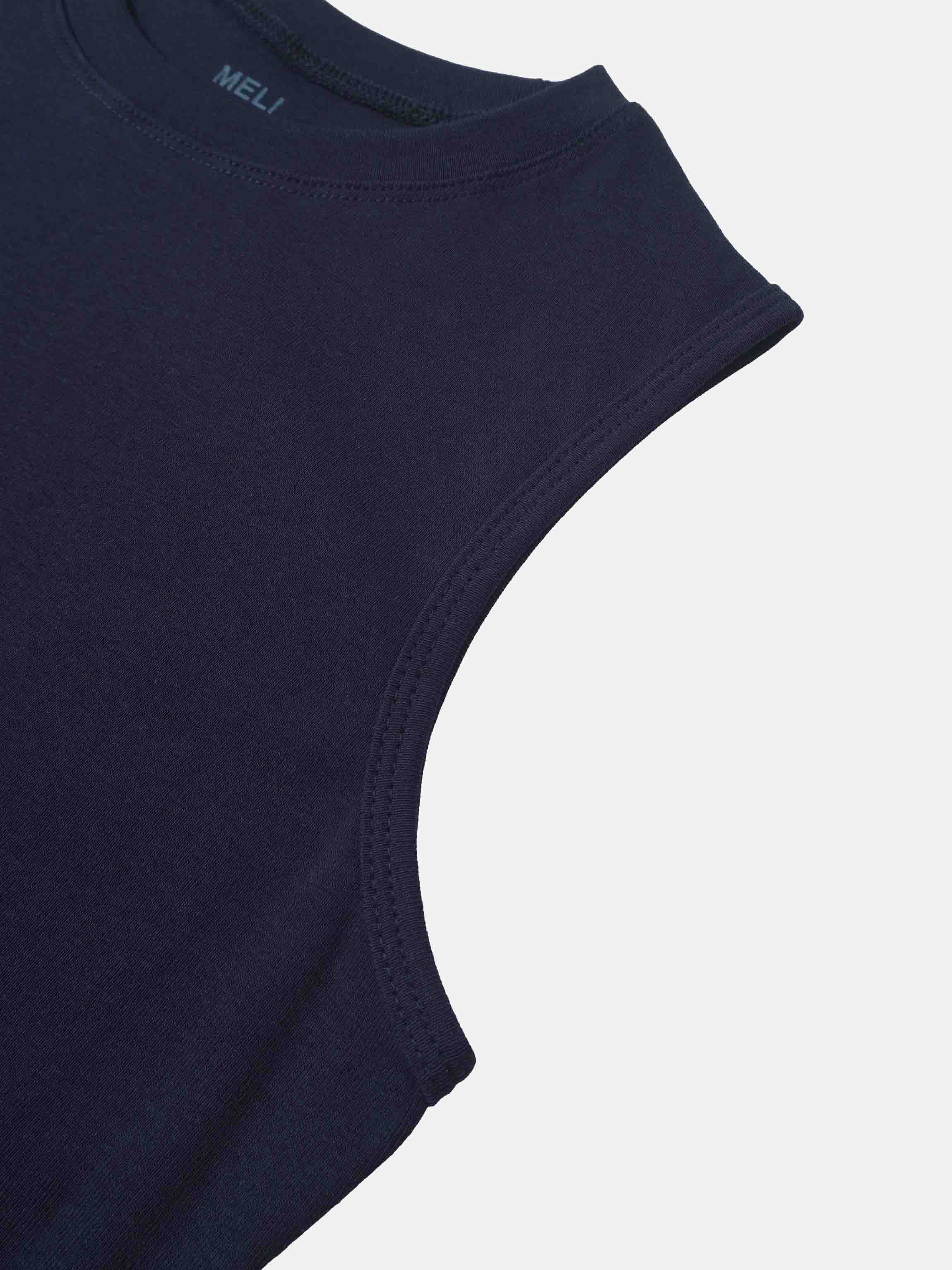 Sleeveless Basic Tee-Navy