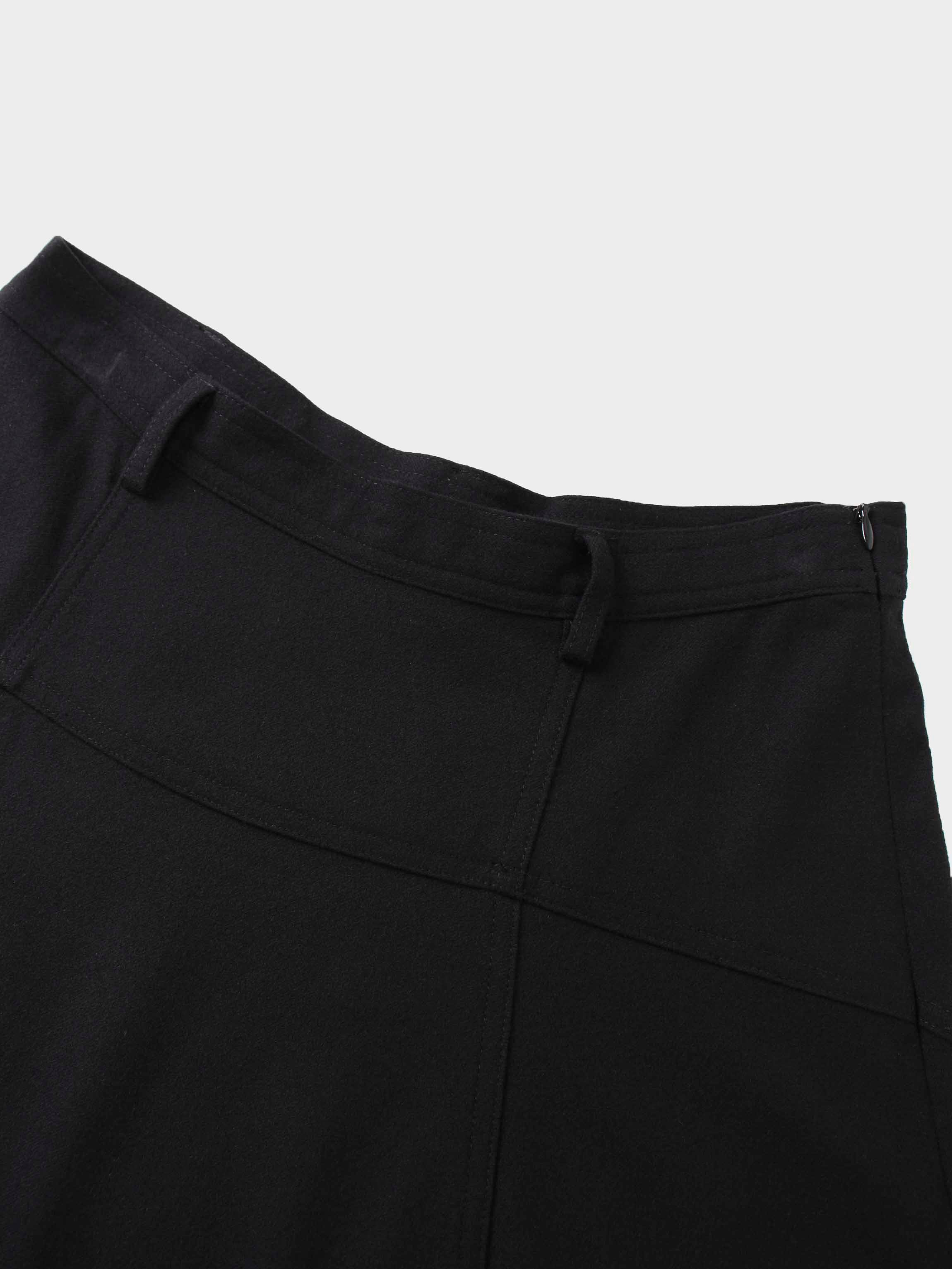 Wool Blend Yoke Skirt 37"-Black