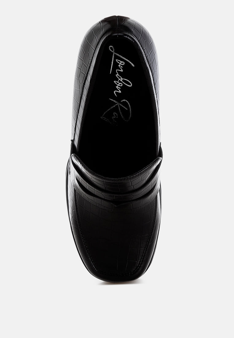 Edwina Chunky Penny Strap Heeled Loafers