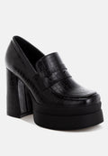 Edwina Chunky Penny Strap Heeled Loafers