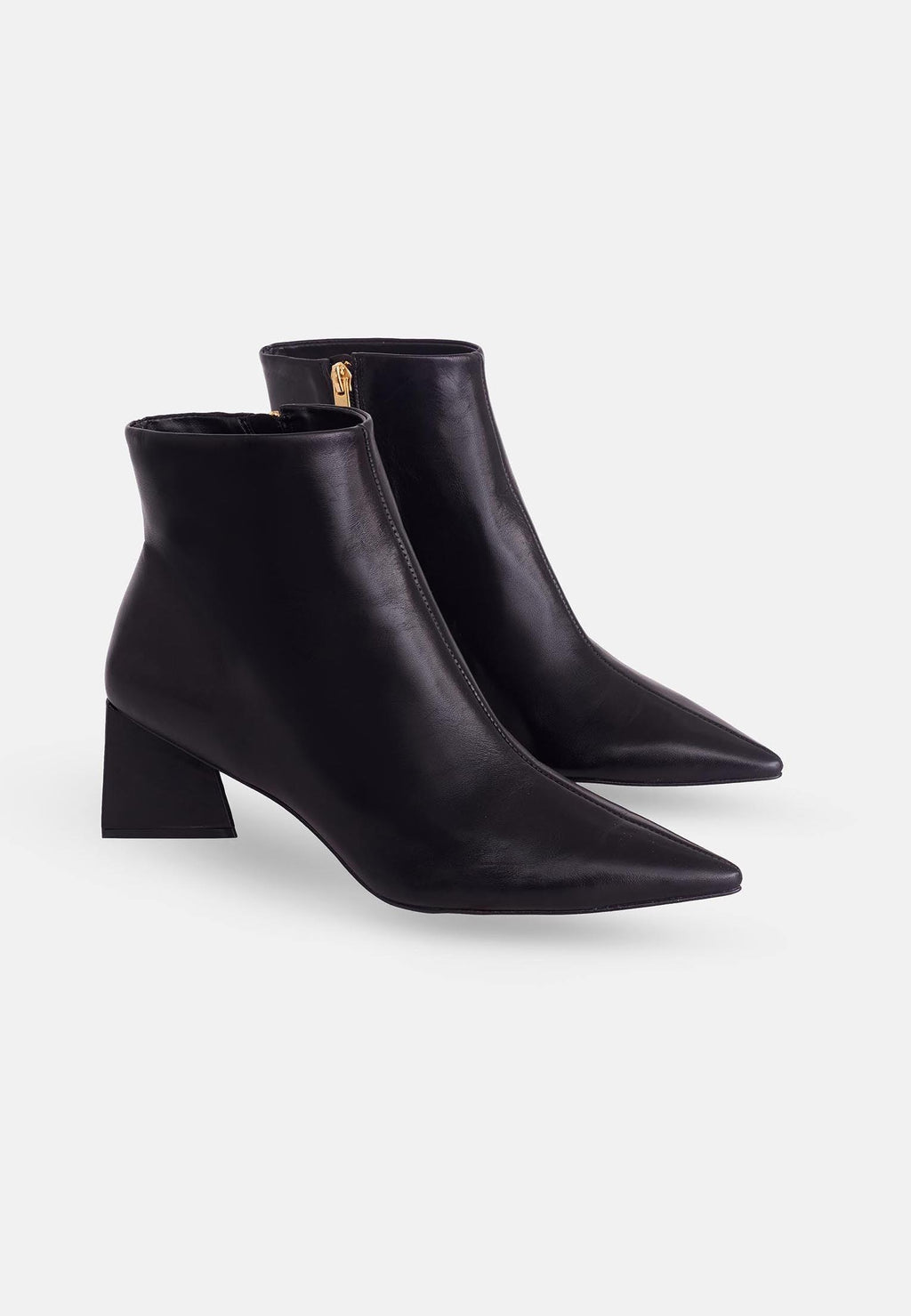 Mabea Black Sheepskin Ankle Boots – 6.4cm Pointed Block Heel