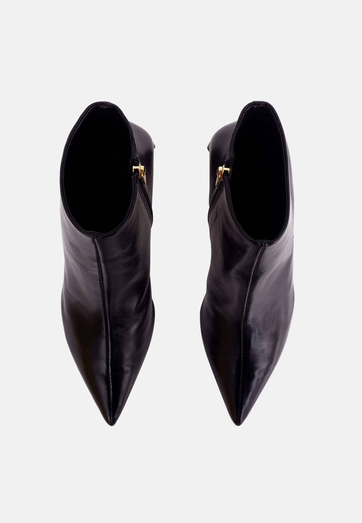Mabea Black Sheepskin Ankle Boots – 6.4cm Pointed Block Heel