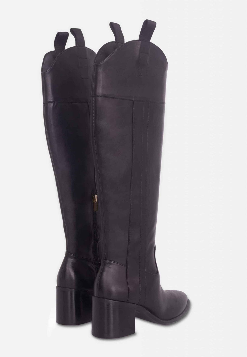 Canna Black Calf Leather Knee-High Riding Boots – 6.5cm Block Heel