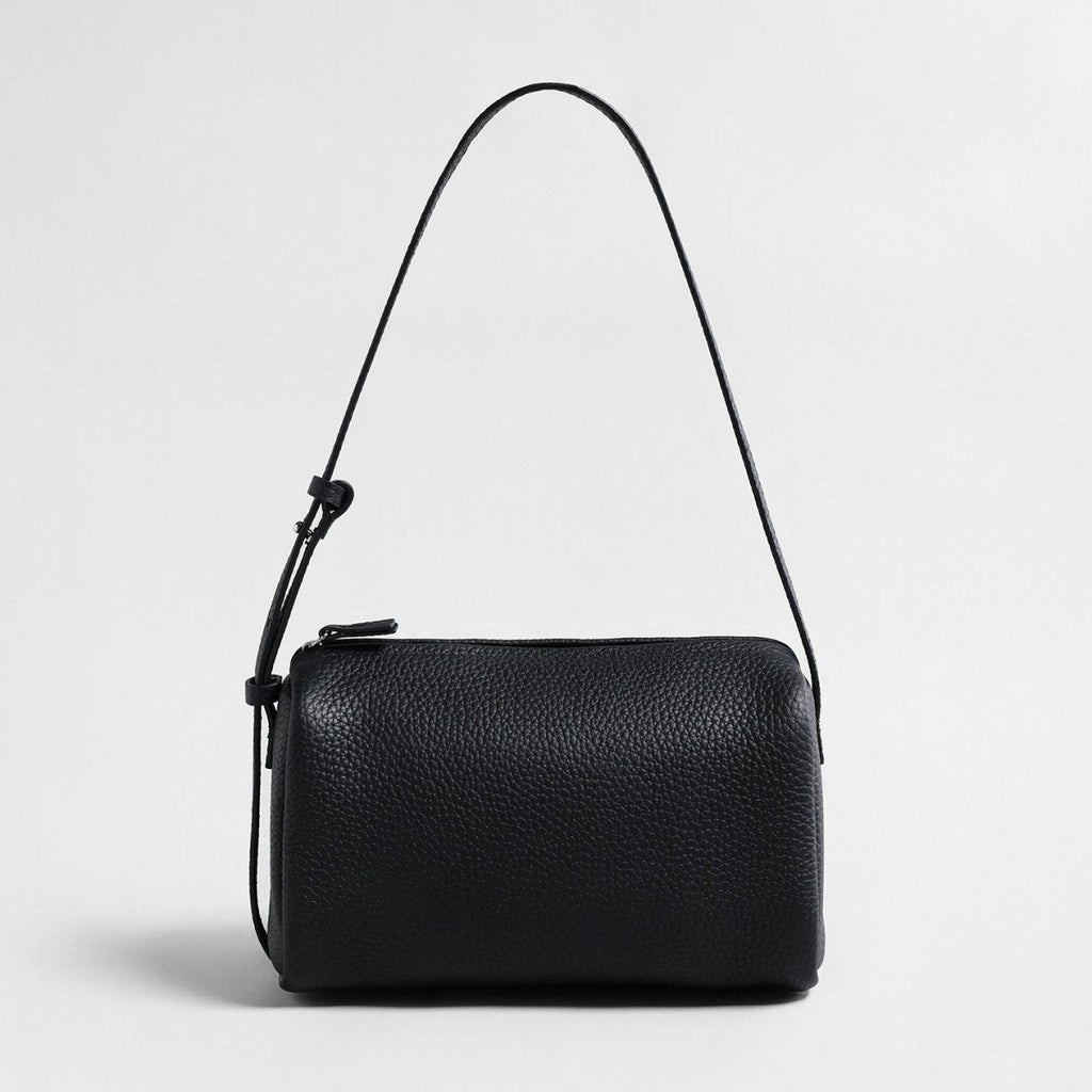Premium Pebbled Calfskin Cylinder Bag – Trending Barrel Shoulder Crossbody-0