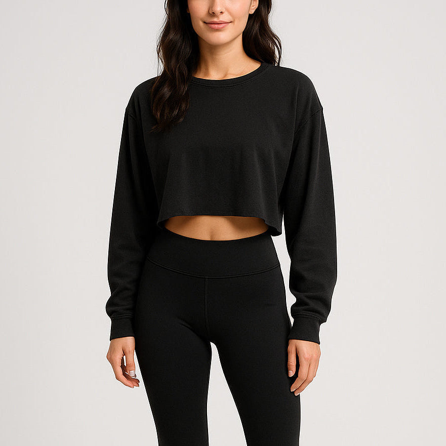 6045 - Women's Cropped Long Sleeve Tee-0