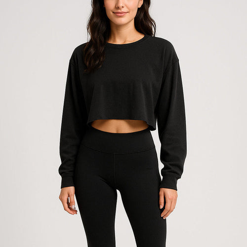 6045 - Women's Cropped Long Sleeve Tee-0