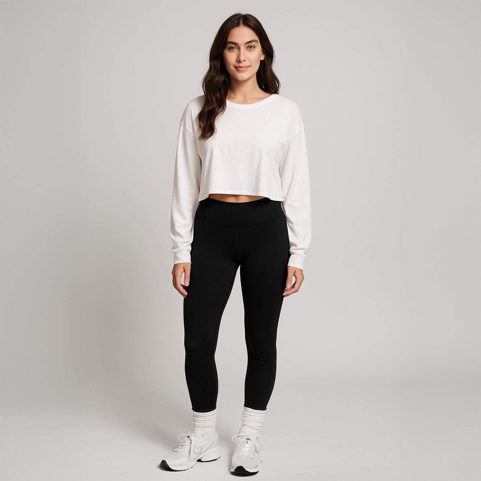 6045 - Women's Cropped Long Sleeve Tee-1